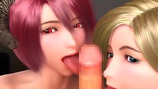 Japanese 3D Threesome Anime Babe