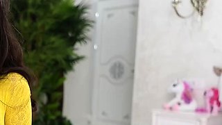 First time amateur brunette solo with dildo