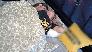 Stepdad Sneaky Anal Creampie Under Blankets - Teen Stepdaughter Moans Loud