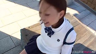 Chisa Miyamae Japanese Amateur Blowjob Raw in Public with Huge Tits
