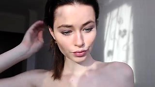 Beauty small tit amateur teen masturbating her shaved pussy