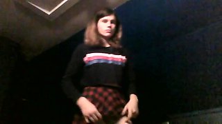 Nasty shemale amateur enjoys masturbation and spanking her slutty ass