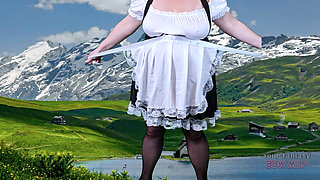 Frau Big Tits in the Alps for Oktoberfest - Mature BBW Celebrating by Flashing Her Huge Tits and Ass