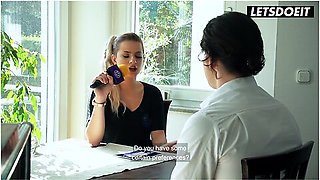 Blonde German Milf Interviews Him At The Table... Then She Starts Begging For His Cock - Sexy Susi