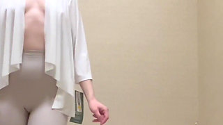 Mall Try on Flashing Showing to Her Client New Collections