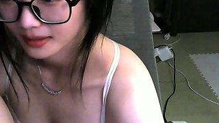 Asian Girl Removes Pink Panties And Toys With Dildo