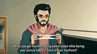 Hot blonde with huge boobs fuckes with a horny old guy, while her boyfriend is waiting for her