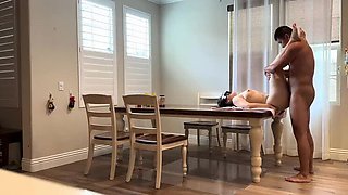 Fucking My Buddy's Wife on the Dining Table While He's Out of Town - Asian MILF Brunette Loud Moaning