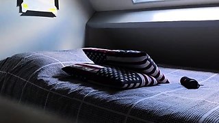 Twink Orgasms Hard Humping American Flag Pillow