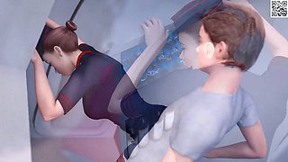 Steamy mummy wank in an adult visual novel with big boobs and sex toys