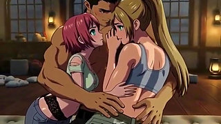 Threesome fucked in forest house