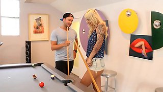 Blond Brooke devours massive dick in sultry scene