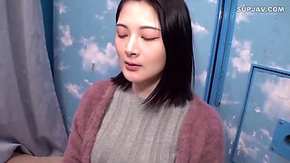 Brunette Wife Struggles to Muffle Her Moans 30cm from Husband Through Glass Reflection as Public Nud