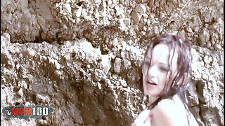 Hot Young Alicya Doing a Strip by the Beach