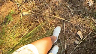 Girl Pissing Outdoors Multiple Times: Desperate Hike With Full Bladder To A Public Beach Peeing Everywhere