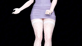 Exid - Hot Pinkwhite Fishnet Stockings Butt Plug Twin Ponytails