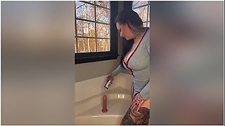 Thick Big Titty Tattooed Milf Rides Huge Dildo Till - She Squirts