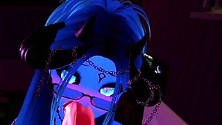 Blue Succubus Giving a Blow job and ass shaking~