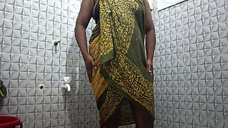 Cute desi girl slowly undressing in bathroom