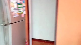 Horny BBW Kelly Mom Stepdaughter Fucked Hard by Older Stepdad in Kitchen