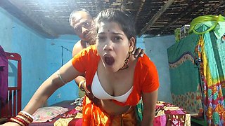 Hot Desi Bengali Bhabhi Sona in Orange Blouse - Big Boobs Press & Kissing Scene with Rahul