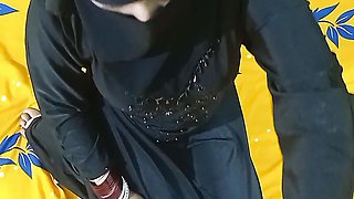 Pretty girl in hijab playing with officer's cock for signature