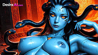3D Medusa Stares While Cock Slides Deep in Pussy