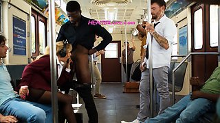 Blonde Commuter Is Pounded in Public Train - Covered in Cum
