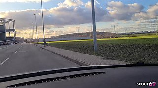 German Green Eyes Nubile Fuckslut Pick Up and chat to Screw by Stranger in his camper and gulp his blast