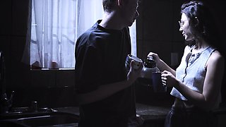 Erotic solo masturbation with teen brunette