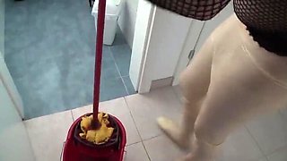 Shaved Pussy Femdom Pissing: Lady J Makes Him Clean Her Golden Shower From Her Legs