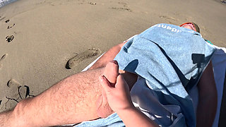Risky Blowjob on the Beach From Stranger Hot MILF