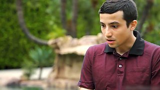 Cuckold hubby sees his cougar wifey fucking the young janitor