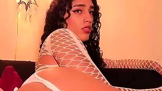 Shemale amateur uses toy while masturbating