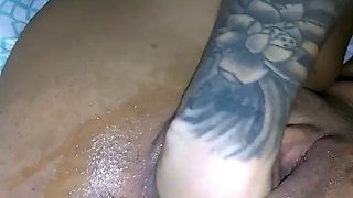 My big booty tattooed ebony ex fisting herself for me