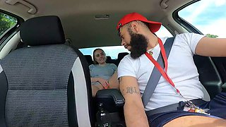 Gracie Squirts lets passionate uber driver creampie slit