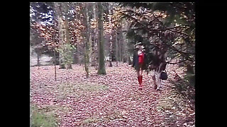 MILF with Big Nipples and Big Clit Pisses in the Park and Gets Cum on Her Boots