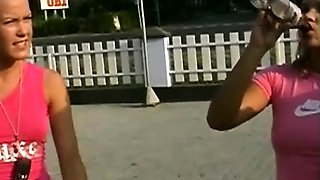 Busty amateur blonde banged in public outdoor