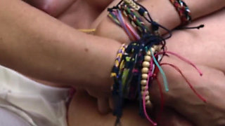 Handjob for sissy with epic cumshot