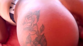 A beautiful brunette with a big butt rode her bike without wearing panties and met her boyfriend