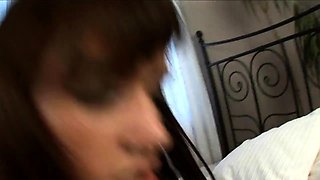 dude makes brunette's asshole gape through pantyhose