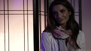 Silvia Saige's big fake tits bounce while riding cock