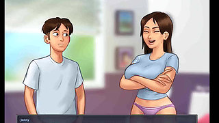 Summertime saga: she milks her tits and selling the milk in the town ep 107