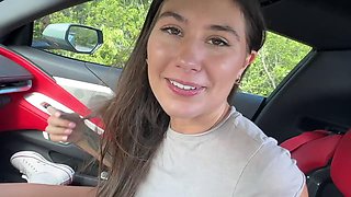 POV Petite Brunette Teen Girlfriend Creampie Blowjob