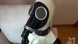 Latex breathplay - nun suffocates in a rebreather