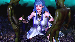 3D Horny Slut Babe Got Fucked by Big Cock Elf