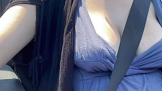 Italian Hot Horny Big Tits Artemisia Love Flashing Her juicy Boobs While Driving around