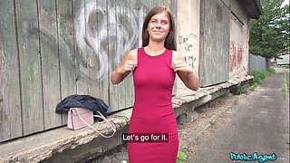 Tiffany shows her white panties on the street