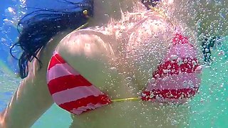 Beautiful Brunette Big Boobs Rides Fake Cock