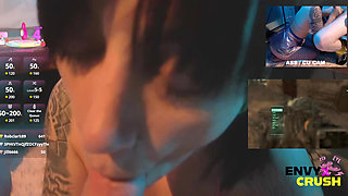 Gamer Girl in Fishnets Gets on Her Knees